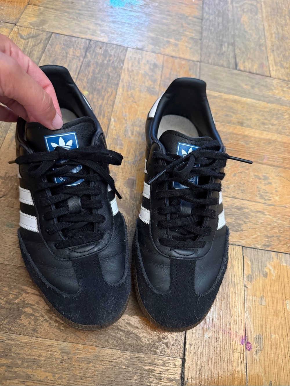 adidas Samba Black and White Leather Sneakers - Picture 2 of 4